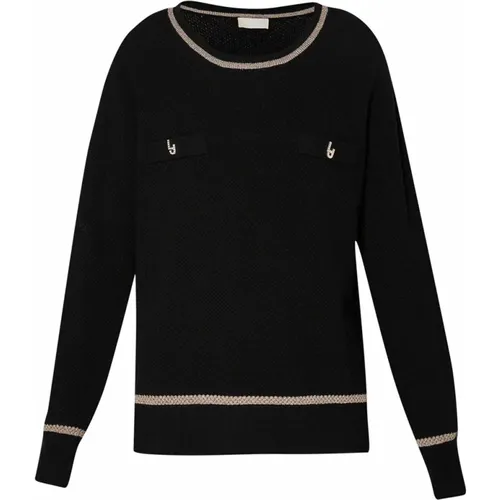 Sporty Crewneck Sweater with Contrast Stripes , female, Sizes: L, M, XL - Liu Jo - Modalova