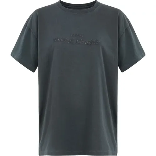 Besticktes Baumwoll-T-Shirt in Beluga Grau - Maison Margiela - Modalova