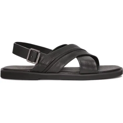 Schwarze Ledersandalen mit Schnalle , Herren, Größe: 44 EU - Kazar - Modalova