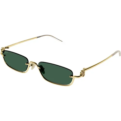 Gold/Grüne Sonnenbrille , unisex, Größe: 55 MM - Gucci - Modalova