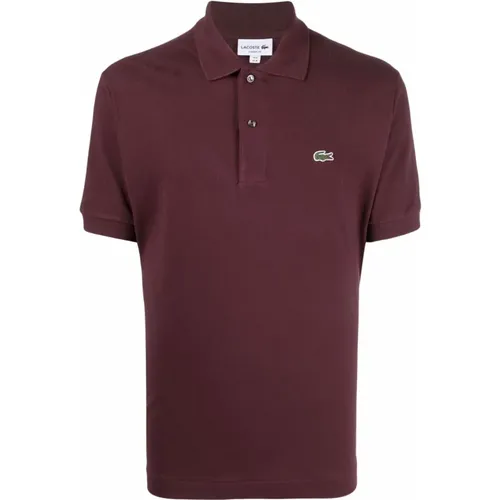 Bordeaux Baumwoll-Poloshirt mit Logo-Patch , Herren, Größe: XL - Lacoste - Modalova