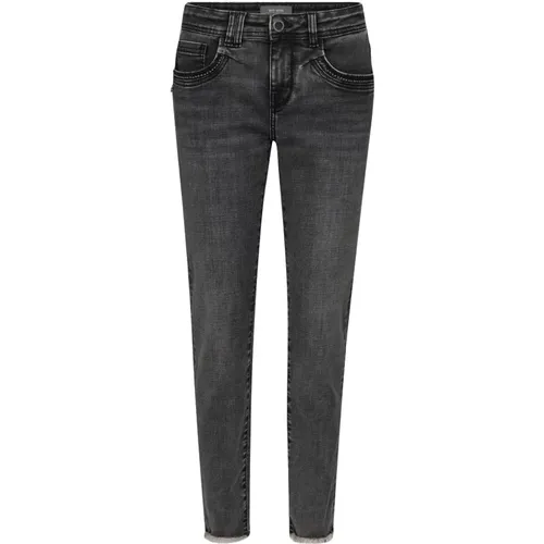 Slim-Fit Perla Jeans mit Raw-Edges , Damen, Größe: W25 - MOS MOSH - Modalova