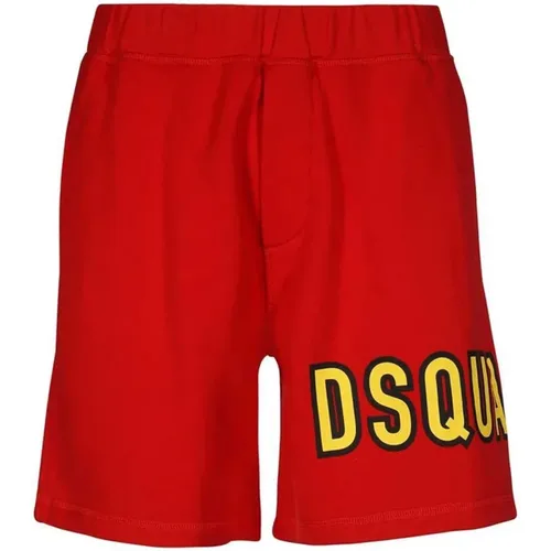 Logo Cotton Shorts Contrast Detail Men , male, Sizes: L, XS - Dsquared2 - Modalova