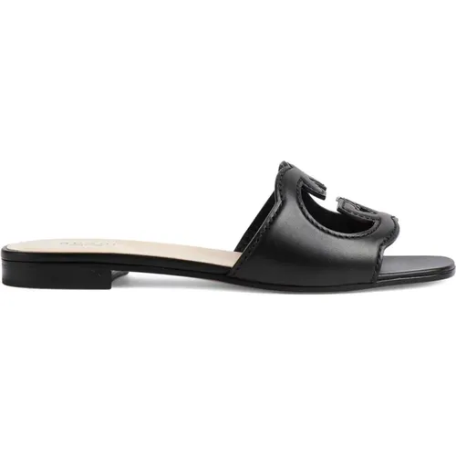 GG Cut-Out Flat Sandals , female, Sizes: 8 UK - Gucci - Modalova