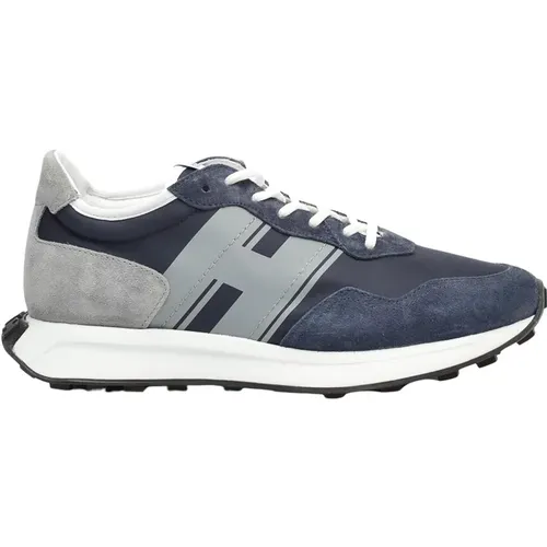 Blue and grey suede and fabric sneakers , male, Sizes: 6 UK, 7 1/2 UK, 11 UK, 7 UK - Hogan - Modalova