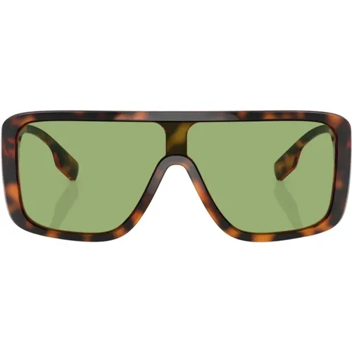 Mens Mask Style Sunglasses with Green Lenses , unisex, Sizes: 30 MM - Burberry - Modalova