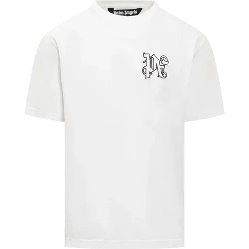 Monogramm-Logo Rundhals-T-Shirt , Herren, Größe: S - Palm Angels - Modalova