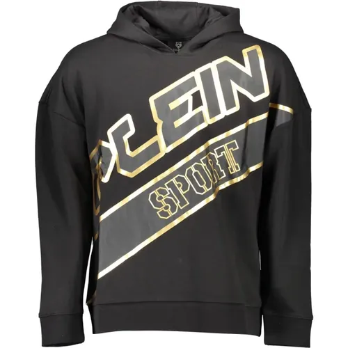 Schwarzer Hoodie mit Druck und Logo , Herren, Größe: S - Plein Sport - Modalova