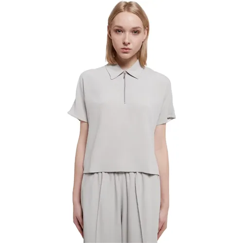 Grey Viscose Shirt with Short Sleeves and Zip , female, Sizes: 2XS - A.p.c. - Modalova