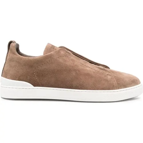 Suede Lo-Top Slip-On Trainers , male, Sizes: 9 UK, 7 UK - Ermenegildo Zegna - Modalova