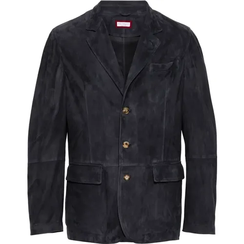 Suede jacket , male, Sizes: S - BRUNELLO CUCINELLI - Modalova