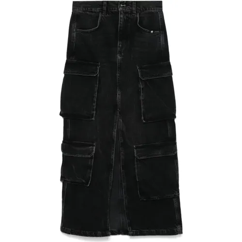 Schwarze Denim Cargo Jeans , Damen, Größe: W28 - Amish - Modalova