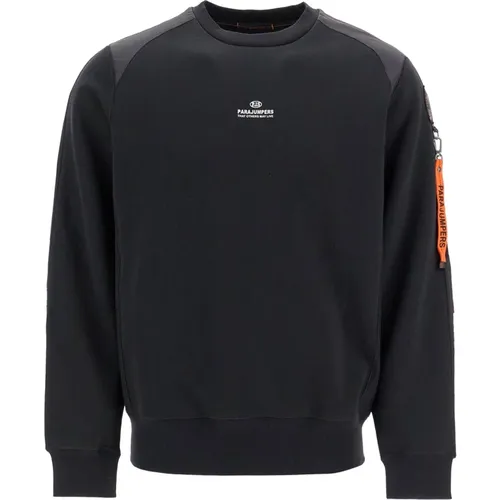 Gebürsteter Baumwoll-Crewneck-Sweatshirt mit Nylon-Einsätzen - Parajumpers - Modalova