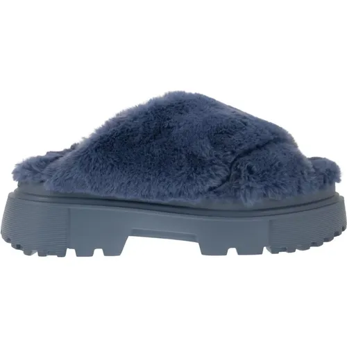 Urban Style Faux Fur Sandal , Damen, Größe: 36 EU - Hogan - Modalova