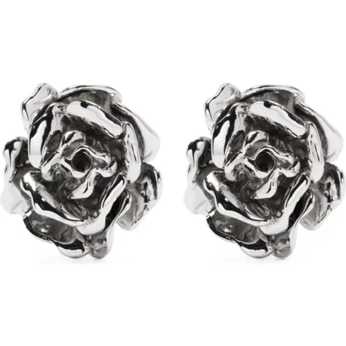 Silver Rose Stud Earrings , female, Sizes: ONE SIZE - Blumarine - Modalova