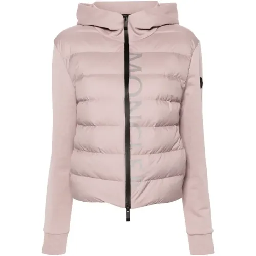 Rosa Kapuzenjacke mit Logo-Print - Moncler - Modalova