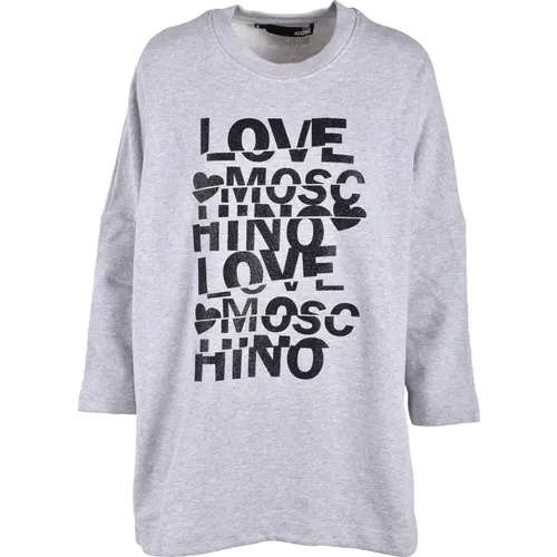 Grauer Sweatshirt für Frauen , Damen, Größe: M - Love Moschino - Modalova