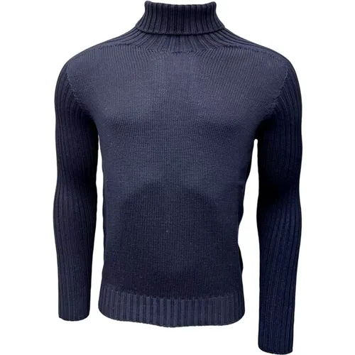 Rainwool Rollkragenpullover Navy , Herren, Größe: M - Gran Sasso - Modalova