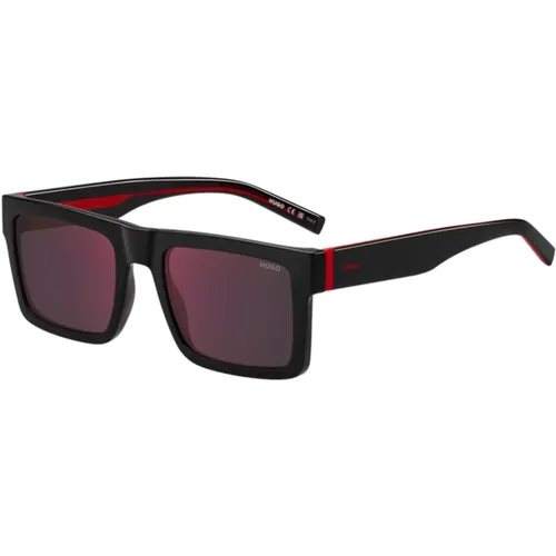 Schwarze/Rote Verspiegelte Sonnenbrille , Herren, Größe: 55 MM - Hugo Boss - Modalova