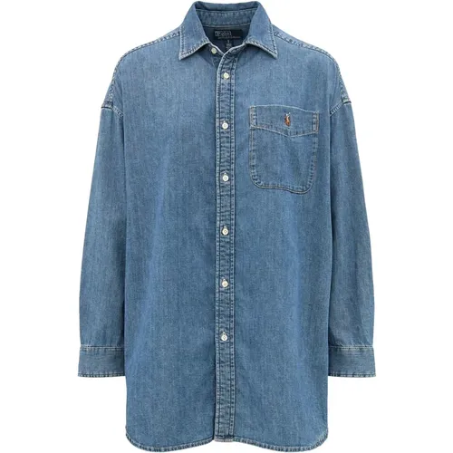 Blaue Rigid Denim Jeansrock Hemden - Polo Ralph Lauren - Modalova