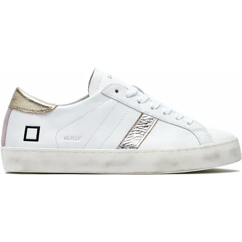 Weiße Sneakers mit Lederzunge und Silberner Laminatdetails , Damen, Größe: 39 EU - D.a.t.e. - Modalova