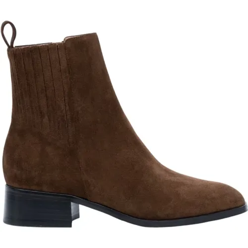 Elastischer Chelsea-Stiefel aus Cognac-Wildleder , Damen, Größe: 39 1/2 EU - PARALLELE - Modalova