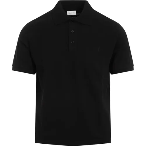 Schwarzes T-Shirt Stilvoll Bequem Alltagstauglich , Herren, Größe: M - Saint Laurent - Modalova