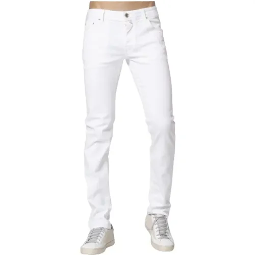 Weiße Jeans, Modell Nick, Slim Fit, Knopfverschluss, Stretch - Jacob Cohën - Modalova