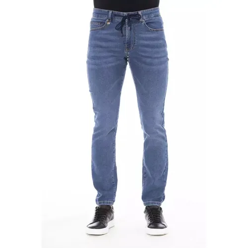Elegante Denim-Jeans mit Knopf- und Spitzen-Details , Herren, Größe: M - Distretto12 - Modalova