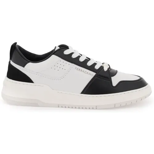 Zweifarbige Ledersneakers mit Logo - Salvatore Ferragamo - Modalova