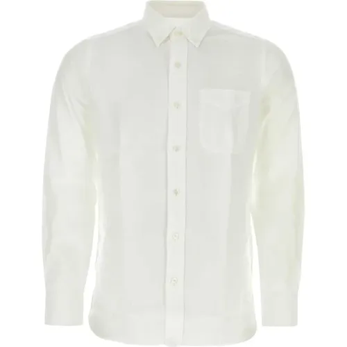 Weißes Lyocell-Shirt - Klassisches Modell , Herren, Größe: L - Tom Ford - Modalova