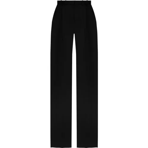 Wool Straight Leg Trousers , female, Sizes: S, L - Saint Laurent - Modalova