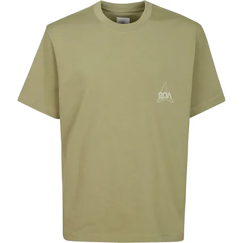 Halbarm Baumwoll T-Shirt mit Logo-Druck,Grafisches T-Shirt mit Rückendruck,Grafik T-Shirt Kurzarm - ROA - Modalova