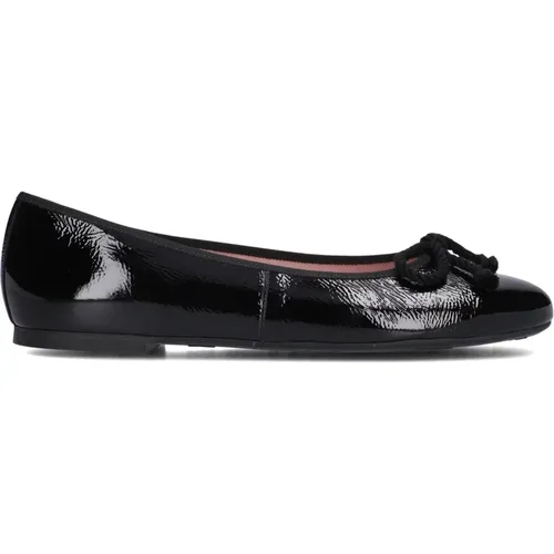 Schwarze Lederballerina mit Baumwollschleife , Damen, Größe: 41 EU - Pretty Ballerinas - Modalova