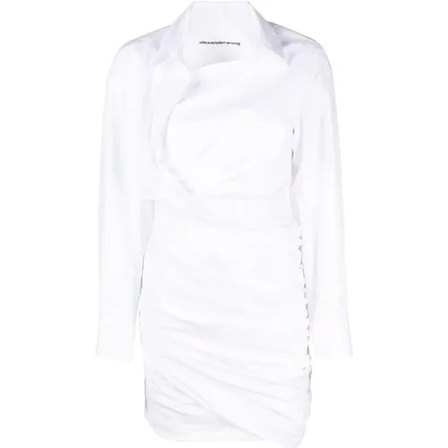 Asymmetrical Cotton Dress , female, Sizes: XS, 2XS, S - alexander wang - Modalova