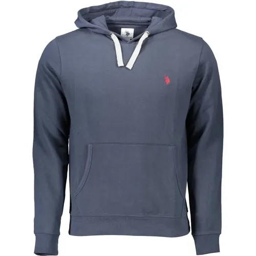 Blauer Kapuzenpullover mit Reißverschluss und Logo , Herren, Größe: 2XL - U.S. Polo Assn. - Modalova