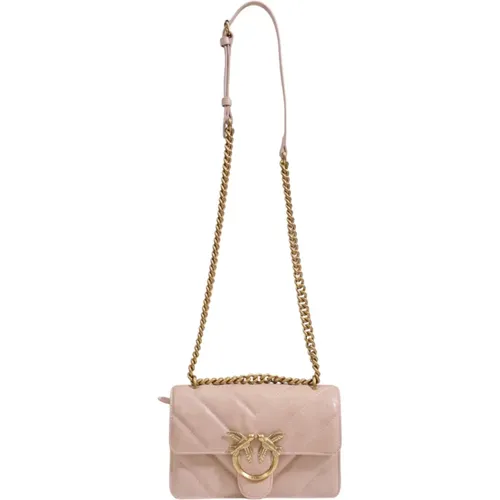 Rosa Leder Tasche mit Hakenverschluss - pinko - Modalova