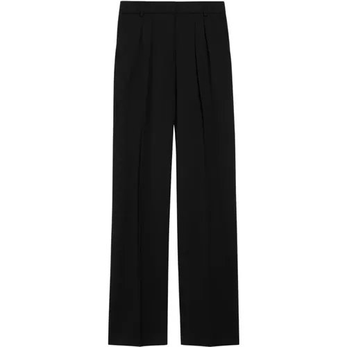 Schwarze Wollstretch-Weitbeinhose , Damen, Größe: 2XS - SPORTMAX - Modalova