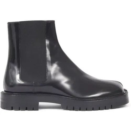 Schwarze Slip-On Stiefel mit Signaturlogo - Maison Margiela - Modalova