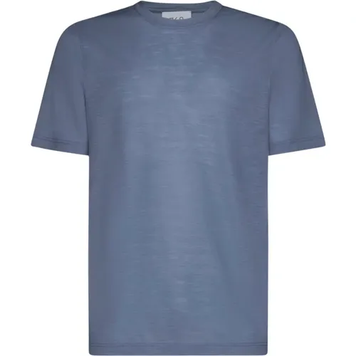 Woll-Crewneck-T-Shirt Hellblau , Herren, Größe: 3XL - D4.0 - Modalova
