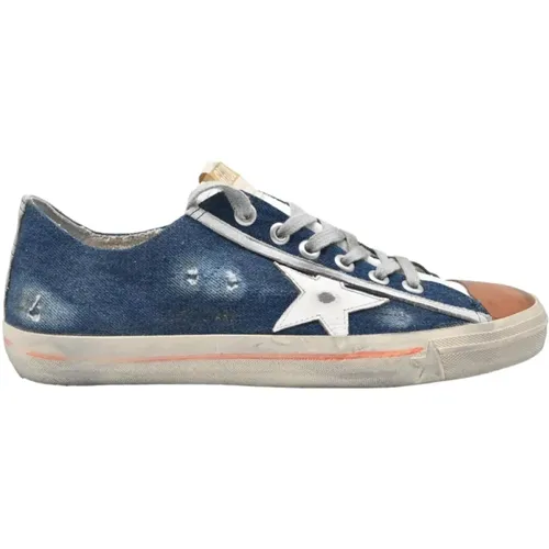 Blaue Jeans Weiße Sterne Sneakers - Golden Goose - Modalova