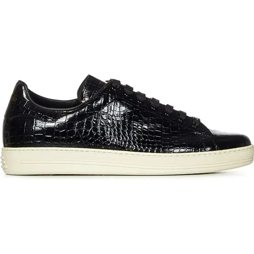 Leather Sneakers with Golden Logo , male, Sizes: 6 UK - Tom Ford - Modalova