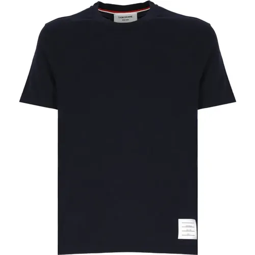 Blaues Woll-T-Shirt mit Iconic Logo , Herren, Größe: XL - Thom Browne - Modalova