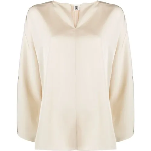 Elegante Vanillecreme Bluse , Damen, Größe: M - By Malene Birger - Modalova