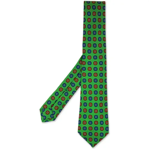 Green Silk Geometric Tie , male, Sizes: ONE SIZE - Kiton - Modalova