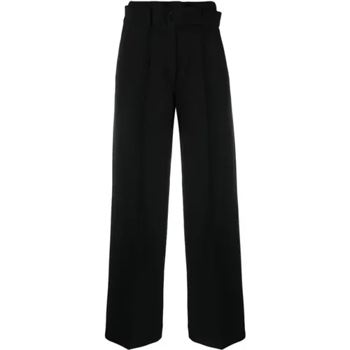 Double Weave Belted Casual Trousers , female, Sizes: S, L - DKNY - Modalova