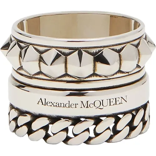 Silberner Punk-Metallkreisring , Herren, Größe: 58 MM - alexander mcqueen - Modalova