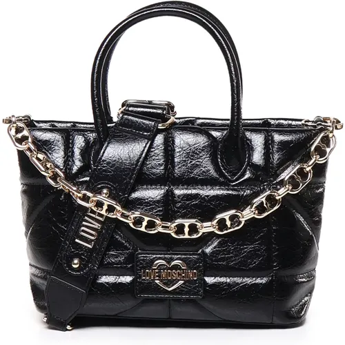 Quilted Hand Bag with Chains , female, Sizes: ONE SIZE - Love Moschino - Modalova