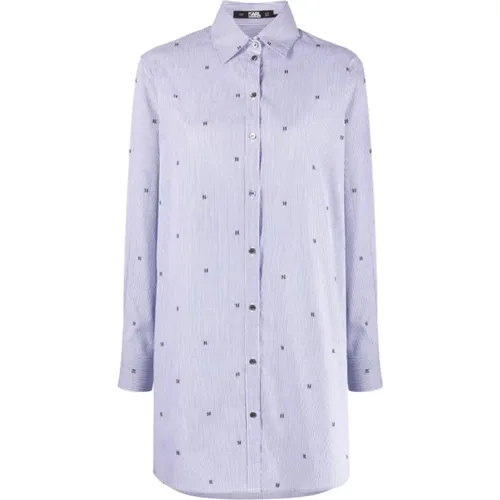Monogram stripe tunic shirt , female, Sizes: S, L, 2XS - Karl Lagerfeld - Modalova