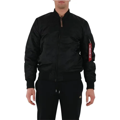 Slim Fit Bomberjacke mit Reißverschluss , Herren, Größe: S - alpha industries - Modalova